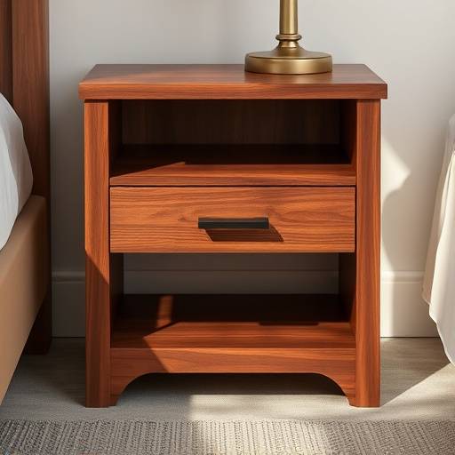 Nattbord i valnøtt med en skuff og elegant design